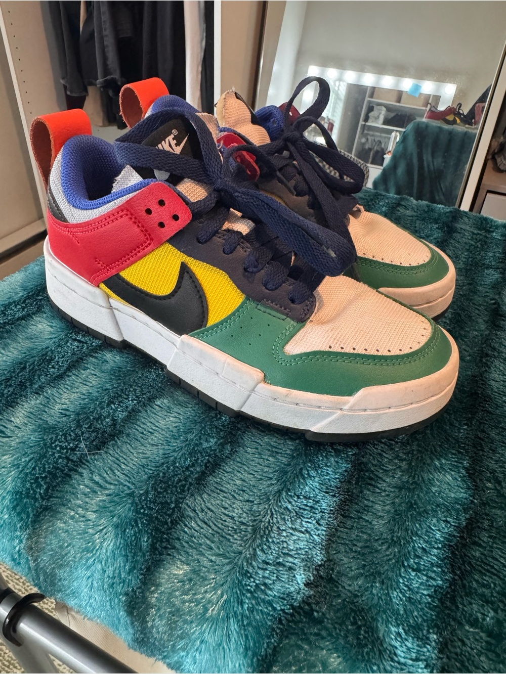 Nike Kids Multicolor Low-Top Sneakers - Green/Yellow/Red/Blue/Black